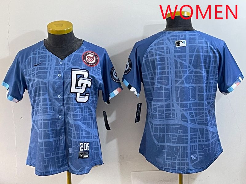 Women Washington Nationals Blank Blue Joint Name 2025 Nike MLB Jersey style 3->women mlb jersey->Women Jersey